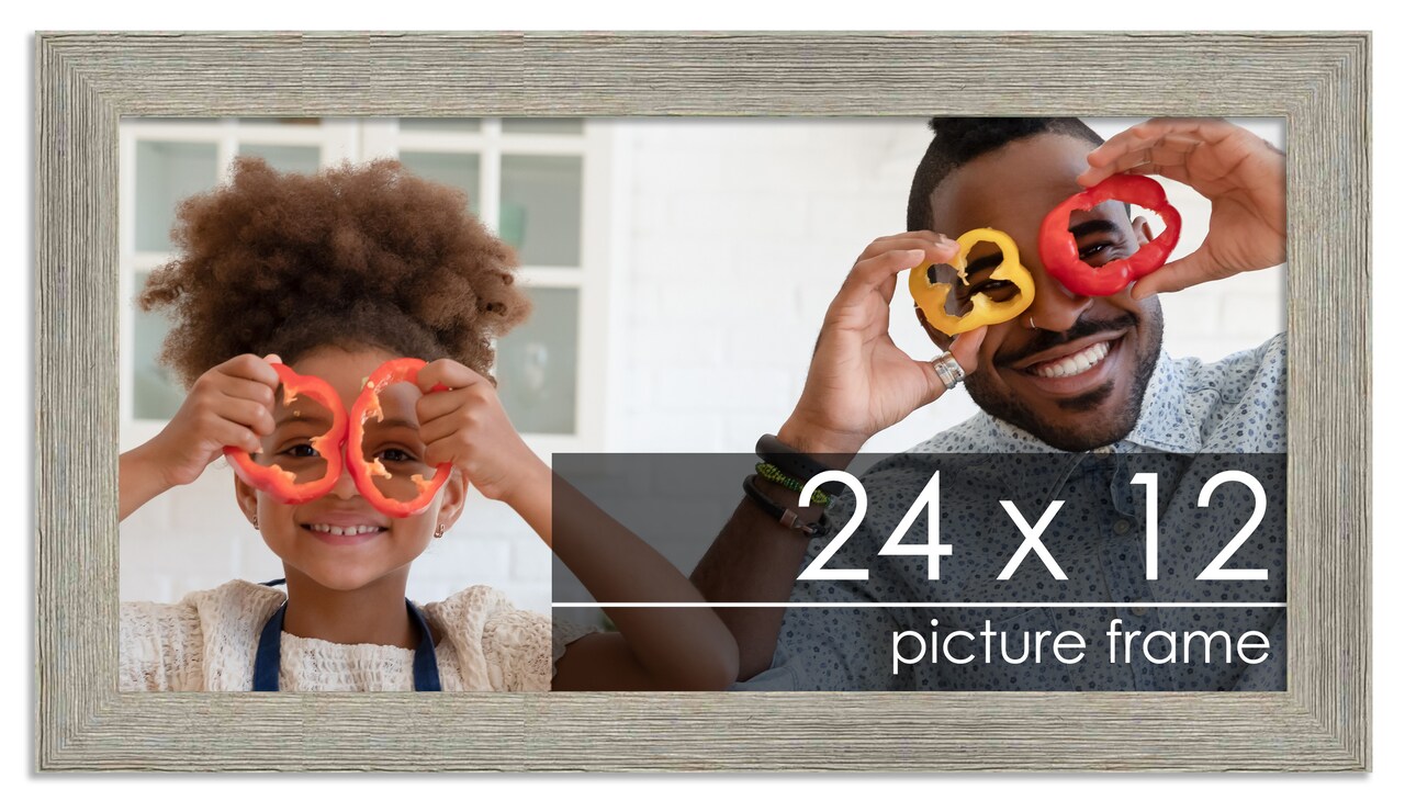 24x12 Wide Barnwood Picture Frame with UV-Resistant Acrylic & Acid Free Backing, Available in 6 Paint Finishes - Grey, Brown, White, and Black
